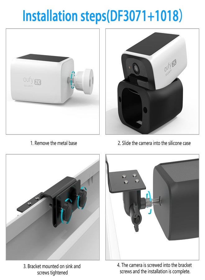 حامل Koroao للمزاريب مع غطاء سيليكون لكاميرا المراقبة eufy Security SoloCam S220 (عبوة من قطعتين - أسود) - Image 4